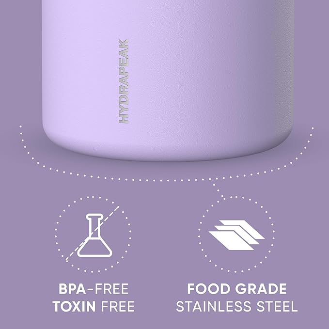 Hydrapeak 32oz Stainless Steel Vacuum Insulated Food Jar | For Hot Food and Cold Food, Wide Mouth Leak-Proof Soup Container for Adults, 10 Hours Hot and 16 Hours Cold (Lavender)