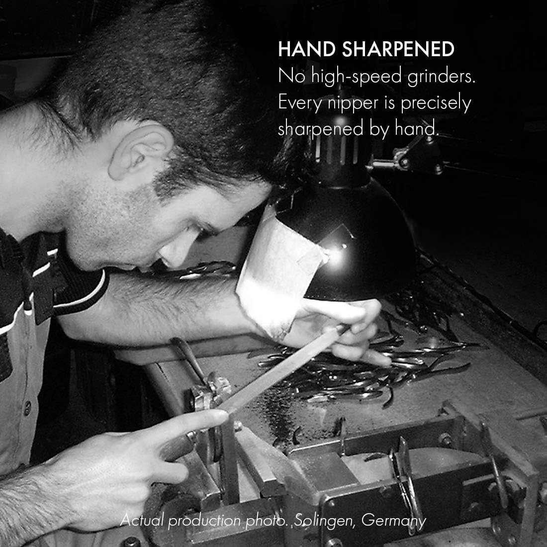 GERMANIKURE Tapered Professional Cuticle Trimmer - 1/2 Half Jaw Nipper - Ethically Made in Germany - FINOX Stainless Steel Sharp Cuticle Remover in Leather Case – Manicure Tool, r155, 5mm