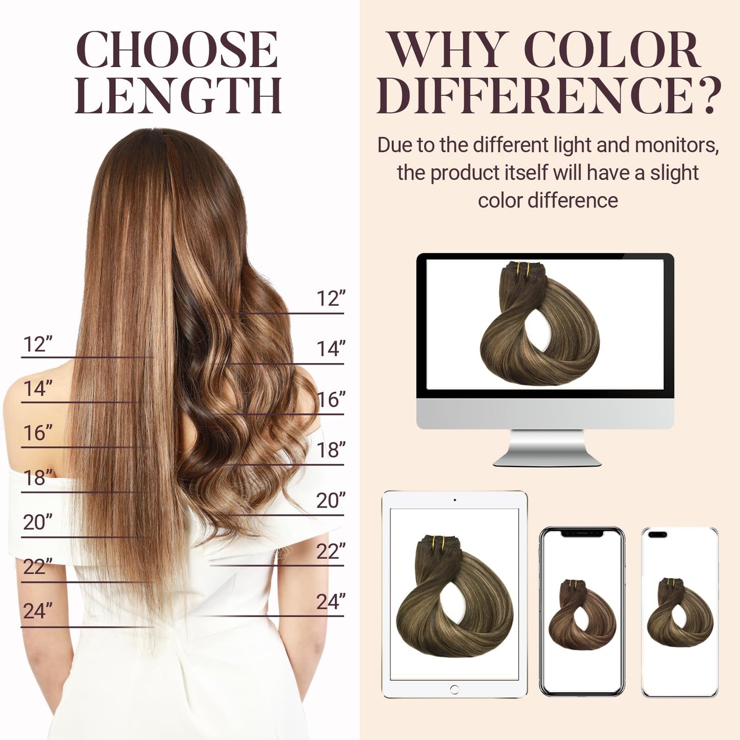 MAXITA Human Hair Extensions Clip in, 5pcs 85g Balayage Chocolate Brown to Caramel Blonde 22 Inch, Remy Clip in Hair Extensions