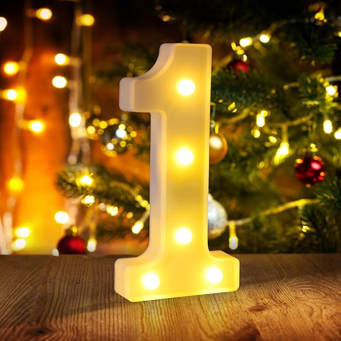 Marquee Numbers 1st First Birthday Decorations for Girls Boys,One Year Old Birthday Decorations Centerpieces Table,Light U...