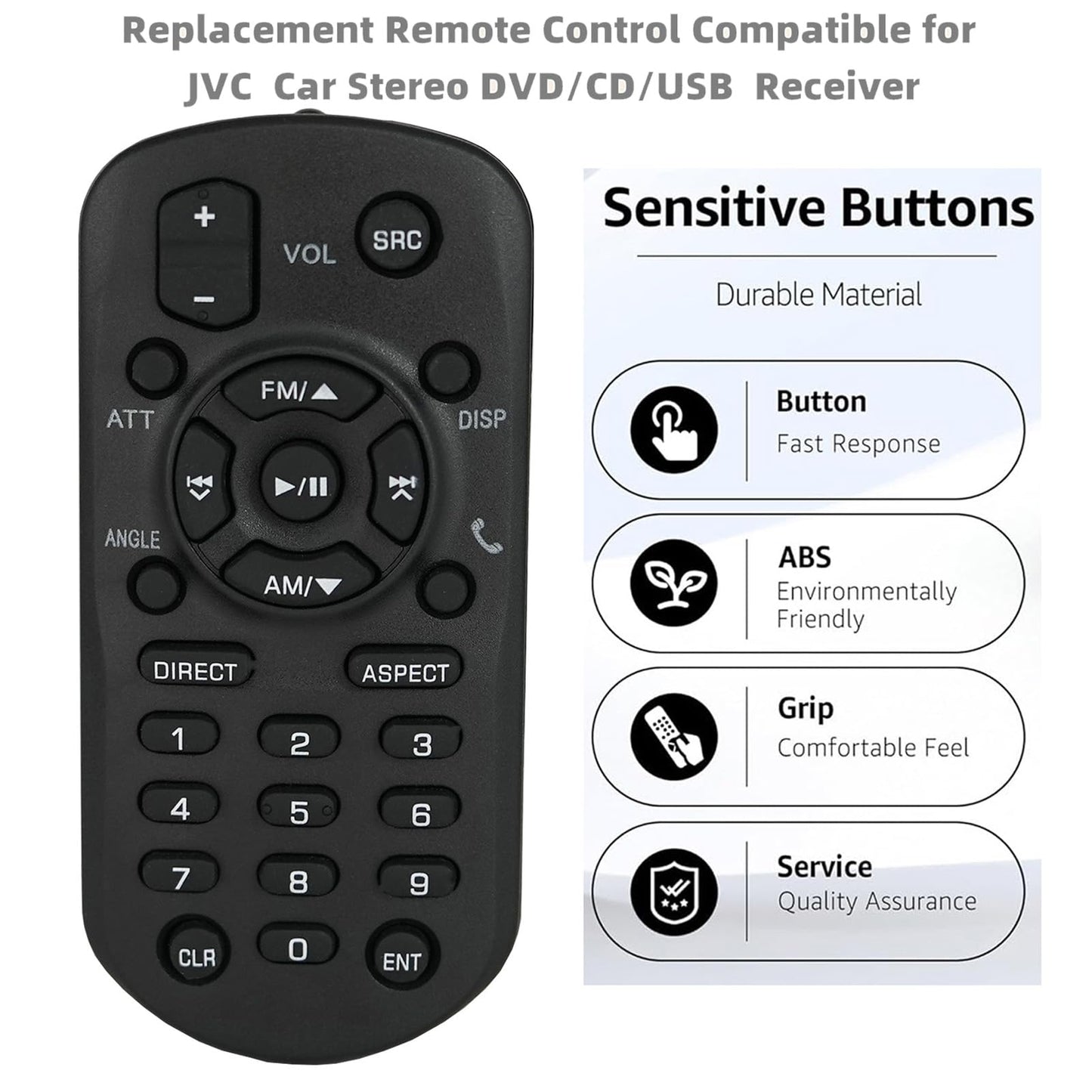 Replacement Remote Control Rm-Rk258 Rmrk258 For Jvc Car Stereo Multiedia Receiver Kw-V960Bw Kw-V950Bw Kw-V850Bt Kw-M865Bw Kw-M85