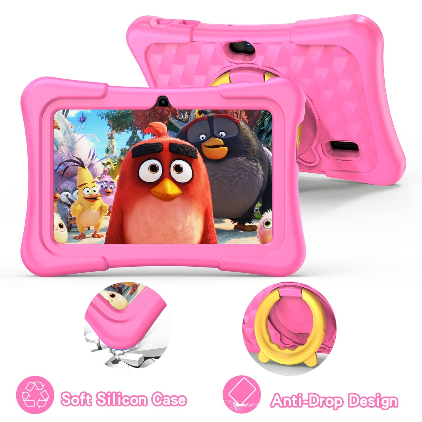 Pritom 7 Inch Tablet For Kids With Solid Case, Kids Tablets 32Gb With Parental Control, Pre-Installed Free Apps Games, Learning