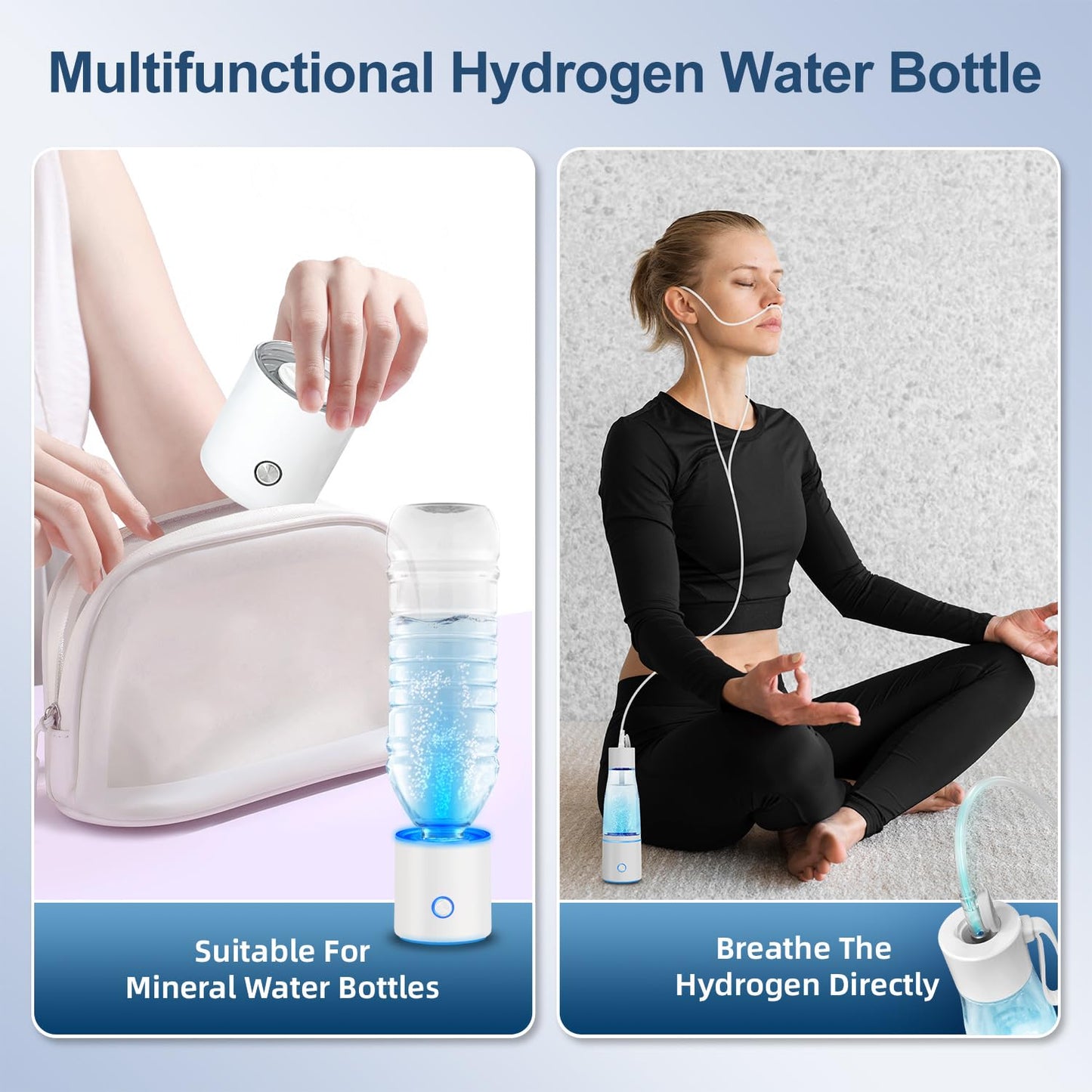 5000PPB Hydrogen Water Bottle Generator 3 in 1 Hydrogen Water Generator Machine with SPE & PEM Technology Portable Hydrogenated Water Bottle Inhalation for Healthy Hydration/White