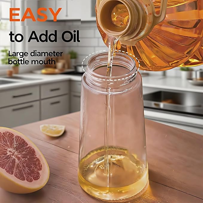 2 in 1 Oil Sprayer for Cooking, Oil Dispenser for Kitchen Gadgets, 16oz/470ml Premium Food-Grade Oil Bottle, for Salad, Air Fryer, BBQ (Transparent)