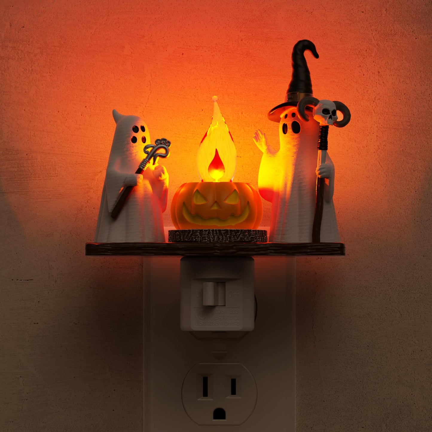 L Lohas Led Halloween Night Light Ghost Campfire Nightlight Campfire Flickering Night Lights Plug Into Wall Halloween Decorations For Party mature-themeds Kids Gift