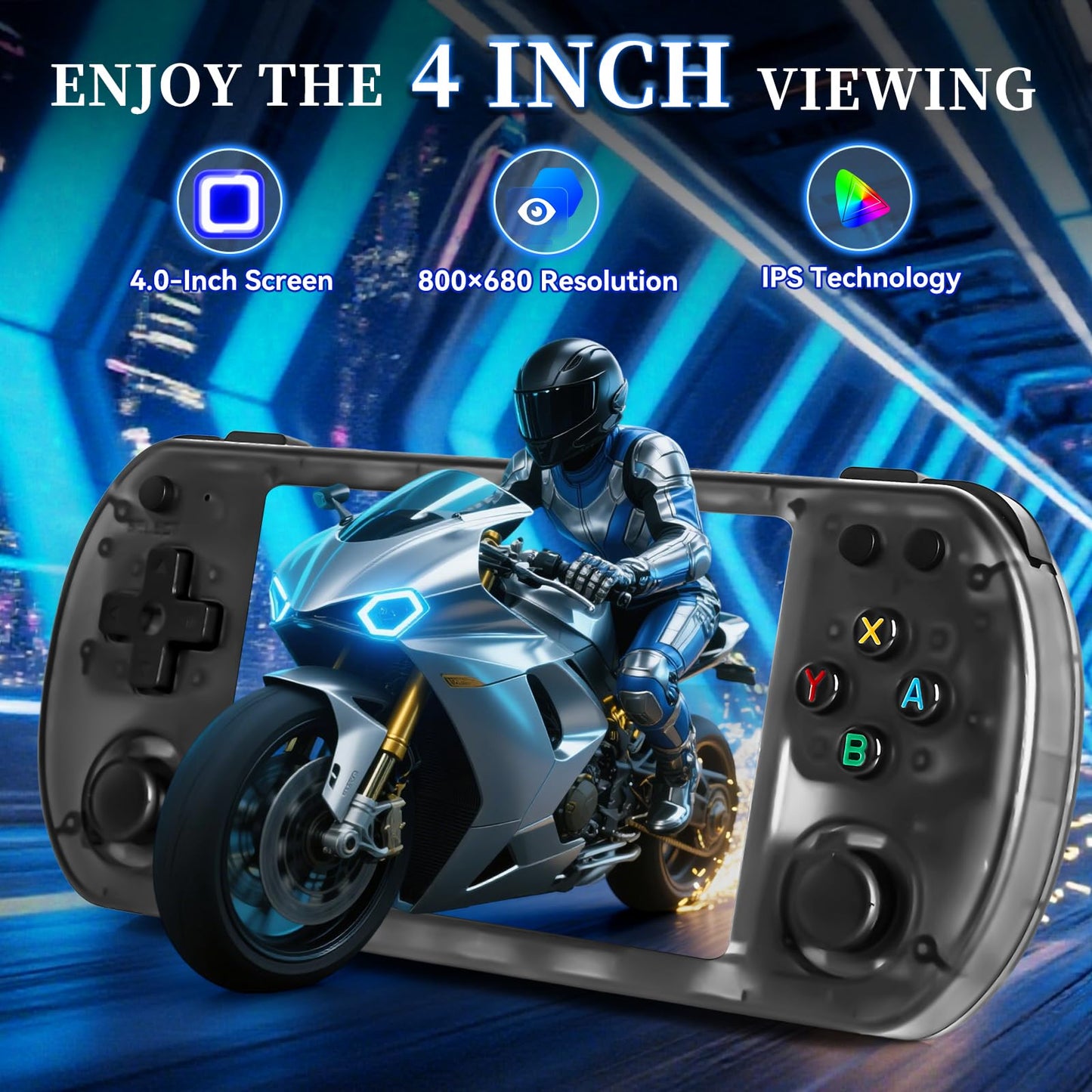 Forlarme U8 Retro Handheld Game Console - Over 15000 Classic Games, 4.0 - Inch IPS Screen, Over 20 Emulators, 64G Dual TF Card Support, Rechargeable Portable Pocket Game Console Black