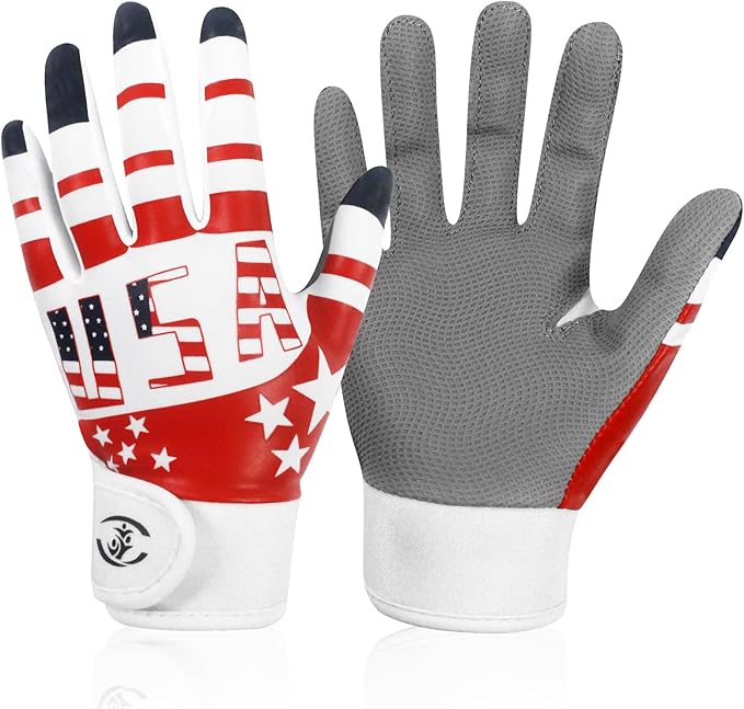 WATSAVPUP Youth Baseball USA Flag Glove American Flag Batting Gloves Comfortable Fit Breathable Durable Lightweight Design...