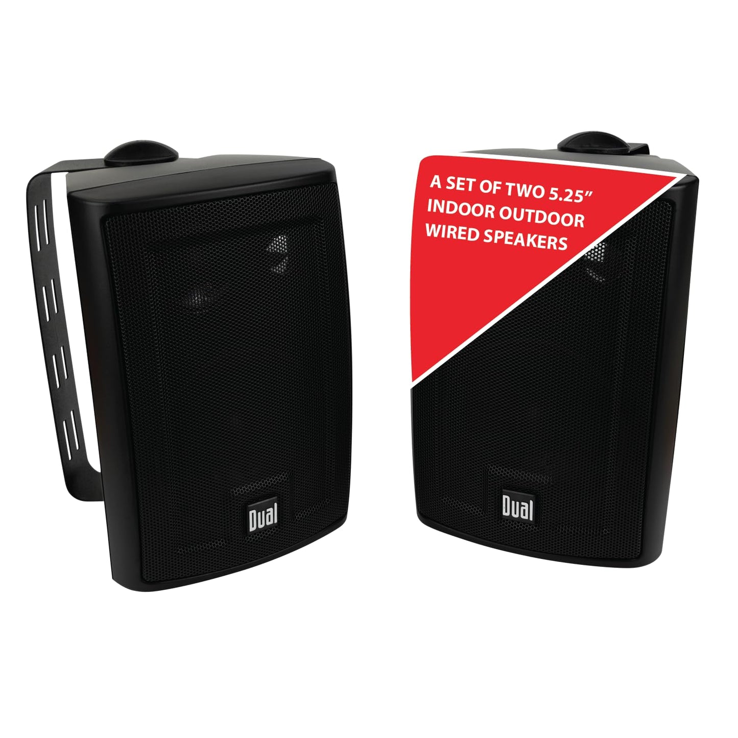 Dual Electronics Lu53Pb 5.25 3-Way High Performance Outdoor Indoor Wired Speakers | Effortless Set Up | Home, Pool, Patio, Garag