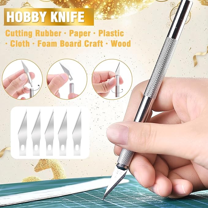 WAYCOM 18 Pcs Rubber Stamp Making Kit, Linoleum Cutter Set, Craft Ink Pad, Hobby Knife, Pencil for DIY Stamp Carving Craft