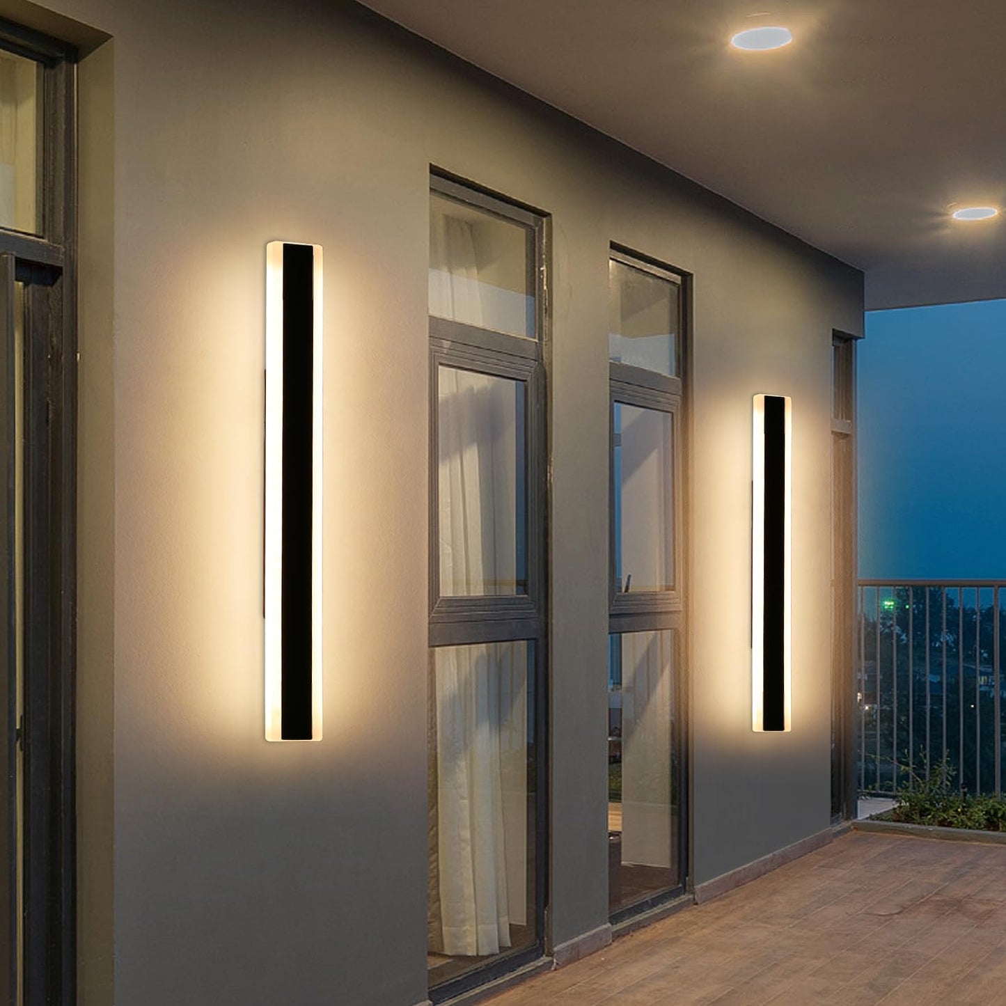 Mikeru 2Pack 31.4Inch Outdoor Wall Light Fixtures  3000K Modern Outdoor Lights Exterior For House Ip65 Waterproof Rust Long Led Wall Light  Hardwire Wall Mount Exterior Lighting