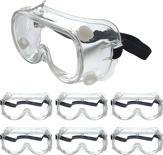 AmaStep Safety Goggles 6 Pack - Anti-Fog Protective Safety Glasses - Clear Lens Adjustable Soft Lightweight Protection Eye...