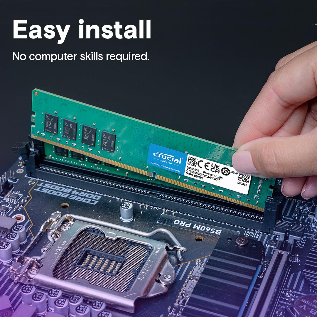 Crucial 32Gb Ddr4 Ram, 3200Mhz (Pc4-25600) Cl22 Desktop Memory, Udimm 288-Pin, Downclockable To 2933/2666Mhz, Compatible With In