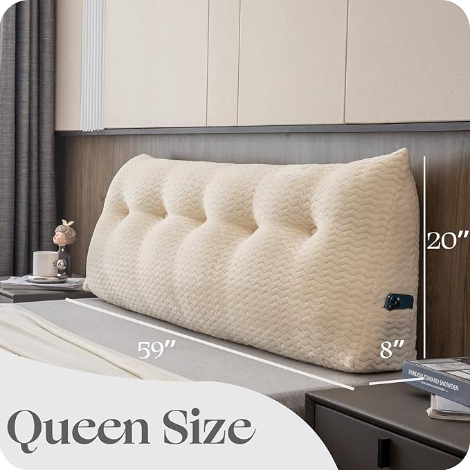 Large Bolster Triangular Headboard Wedge Backrest Positioning Support Bed Rest Reading Pillows Headboard Wedge Pillows for Day Bed Bunk Bed with Removable Cover