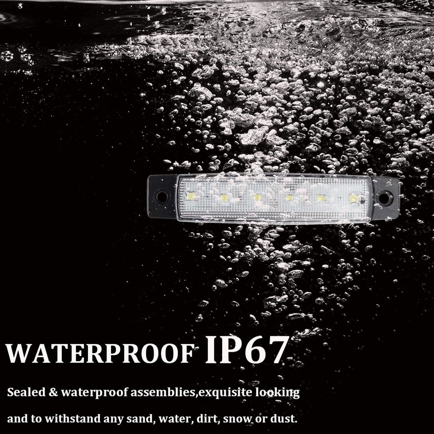 Pseqt Led Boat Interior Lights - Waterproof Navigation Lighting Strip, 10Pcs, White, Pc Lens For Fishing, Pontoon, Kayak, Yacht, Sailboat