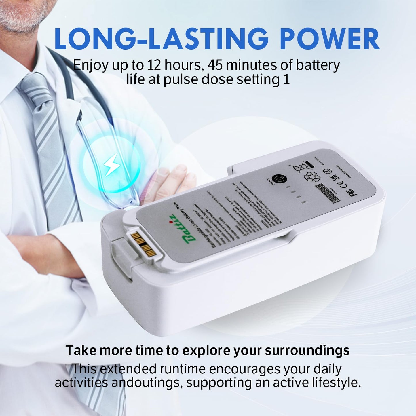 BATTIZ Inogen One G5 & Rove 6 Replacement 16-Cell Battery - 14.4V 6400mAh High Capacity Li-ion, Multi-Protection Safety System, Compatible with BA-516