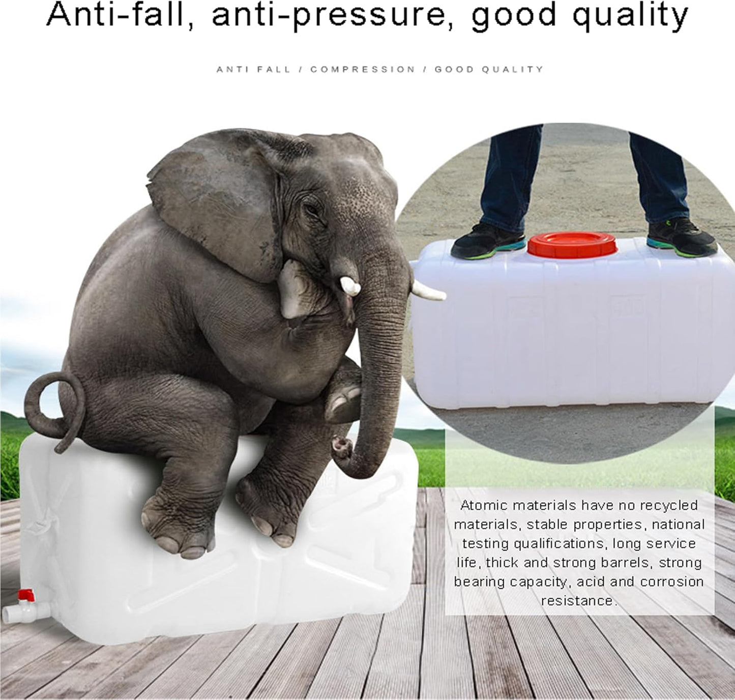 Portable Water Container with Tap, Heavy Duty Water Tank Plastic Water Storage Carrier 50L 80L 110L 200L Water Bucket Jug for Camping Outdoor Hiking Travel Emergency(Size:200L)