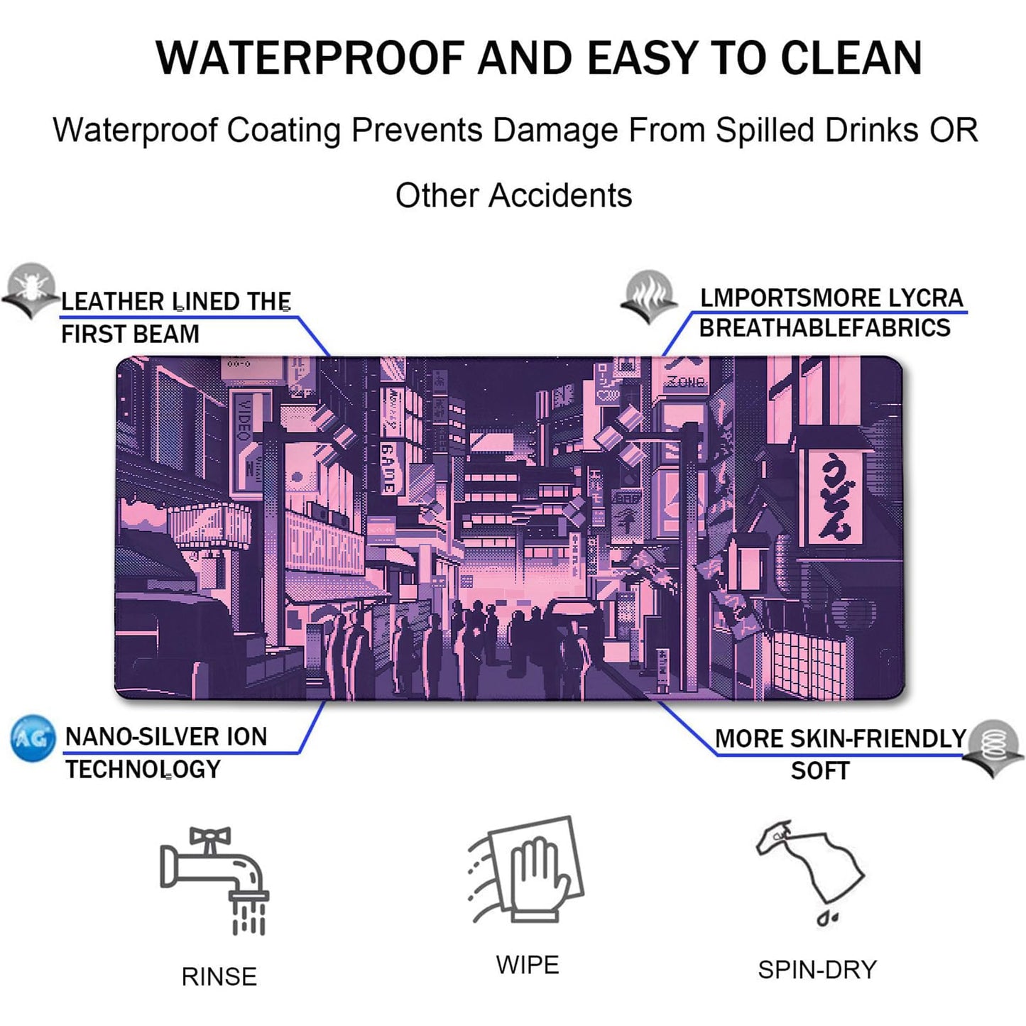Large Mouse Pad, Office Desk Pad Gaming, Durable Waterproof Non-Slip Base Long XXL Large Gamer DeskMat for Home Office Gaming Work, Kyoto