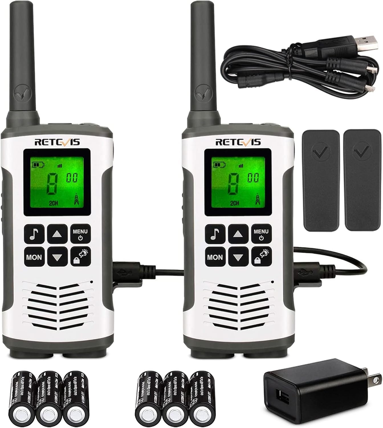 Retevis Rt45 Long Range Walkie Talkies, Walkie Talkie For Adults, 22 Channels Noaa Flashlight Vox, Rechargeable Two Way Radio, P