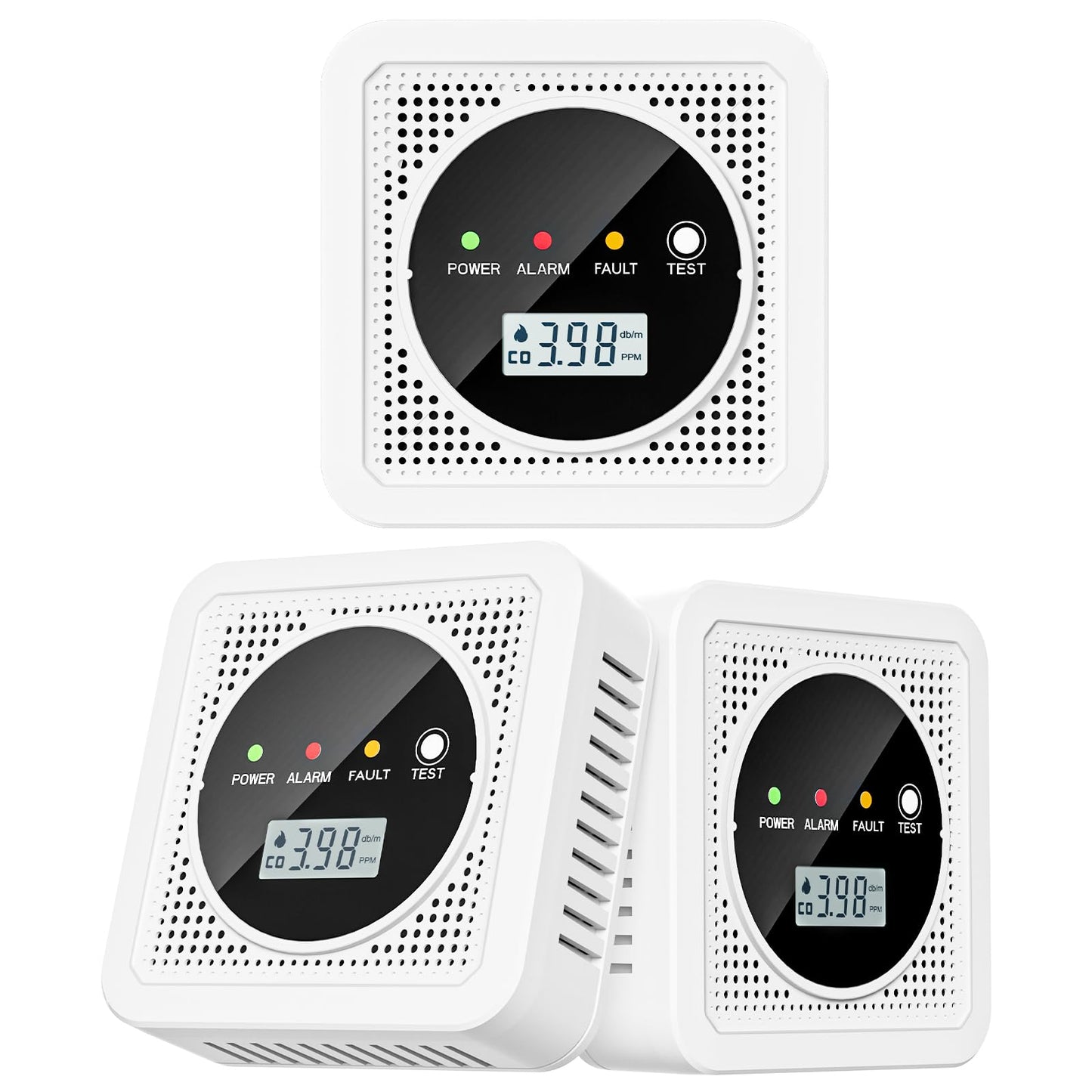 3 Packs, 2-in-1,Smoke Carbon Monoxide Detector,Carbon Monoxide Detector,Smoke Alarm,CO Alarm, 85 db Sound,Battery Powered CO Alarm with LEDs,LCD Digital Screen,Test Button