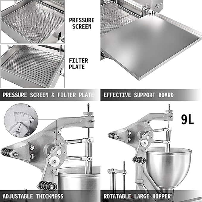 Commercial semi automatic donut machine with 3 different mold mochi/ring/ball,Donuts Making Machine adjustable thickness,Donut Maker 3000w,9L hopper,large capacity,for bakery, food cart