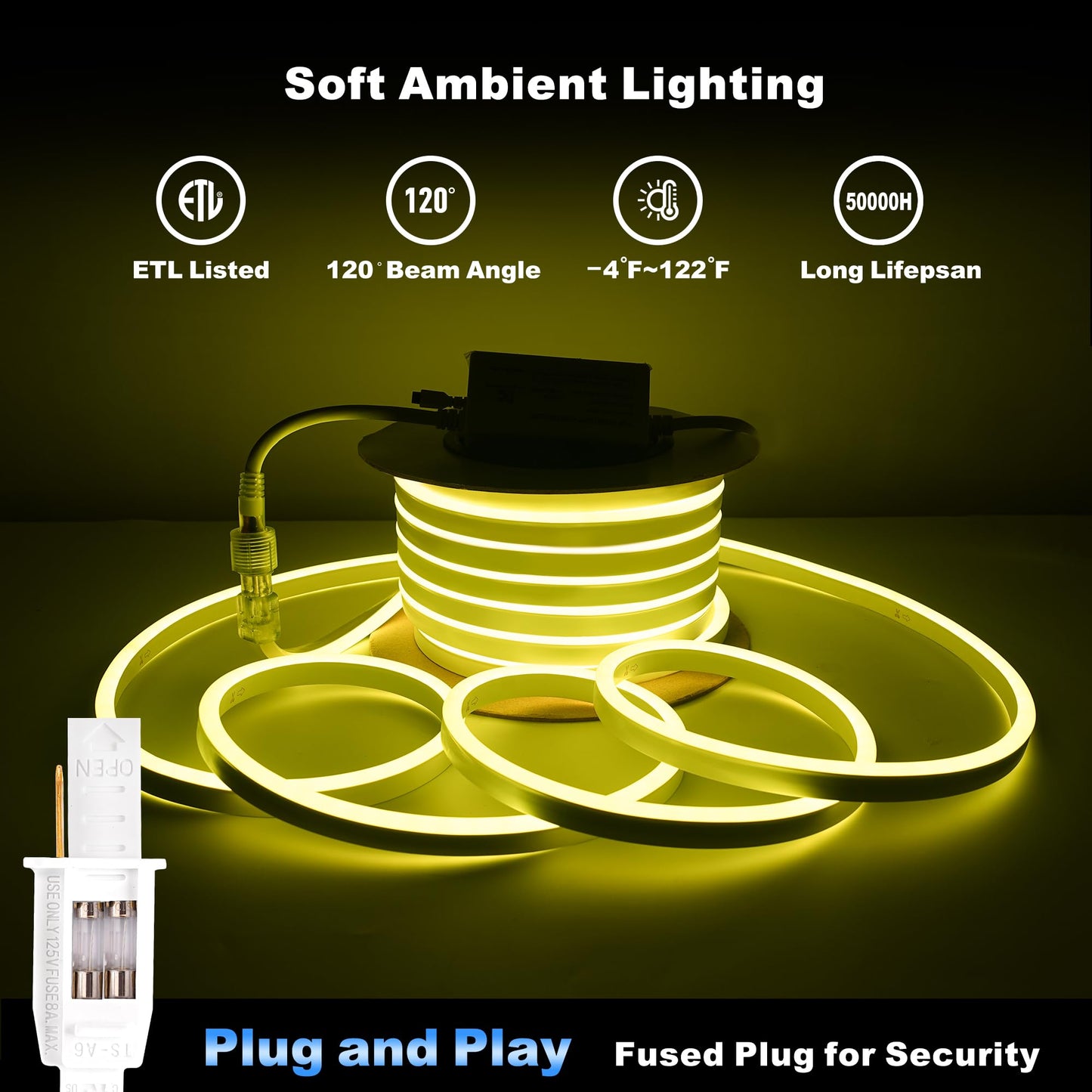 KANAYA RGB Led Neon Rope Lights, 16ft Waterproof Color Changing Strip, Remote Control, PVC Material, Model LMD-CNEON-RGB-16FT