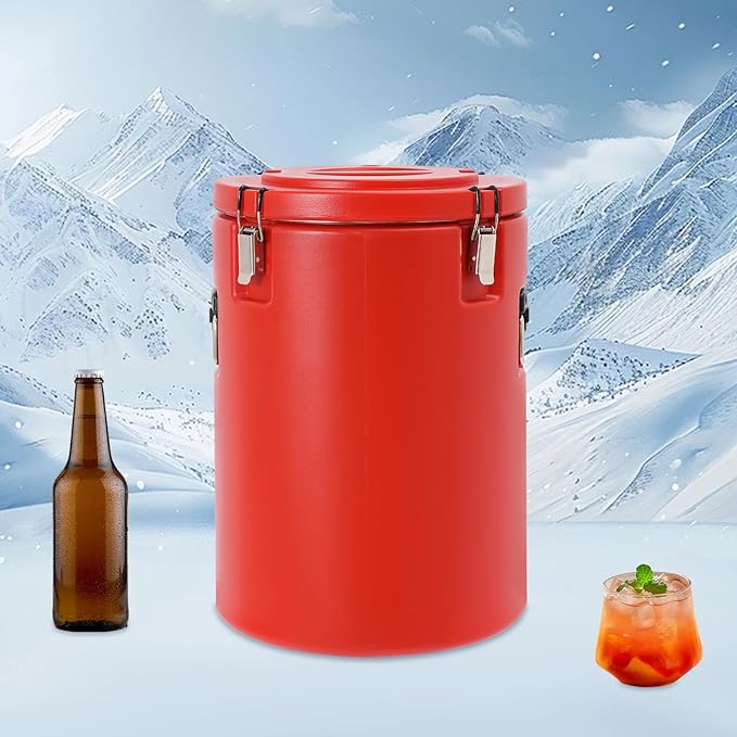 Eapmic 42.27Qt Insulated Food Container, Stainless Steel Container, 40L Commercial Soup Carrier 15 Hours Heat Preservation for Hot and Cold Food Storage Restaurant Canteen Home Lunch Use (Red, 40L)