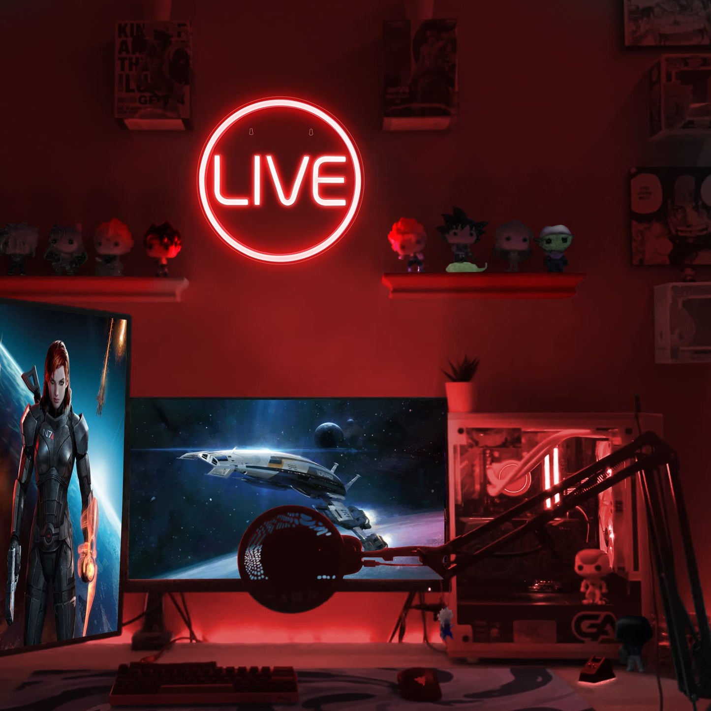 Lumoonosity Live Neon Sign - Red LED On Air Light for Streamers - Extra Large - Model NS-LIVE RED