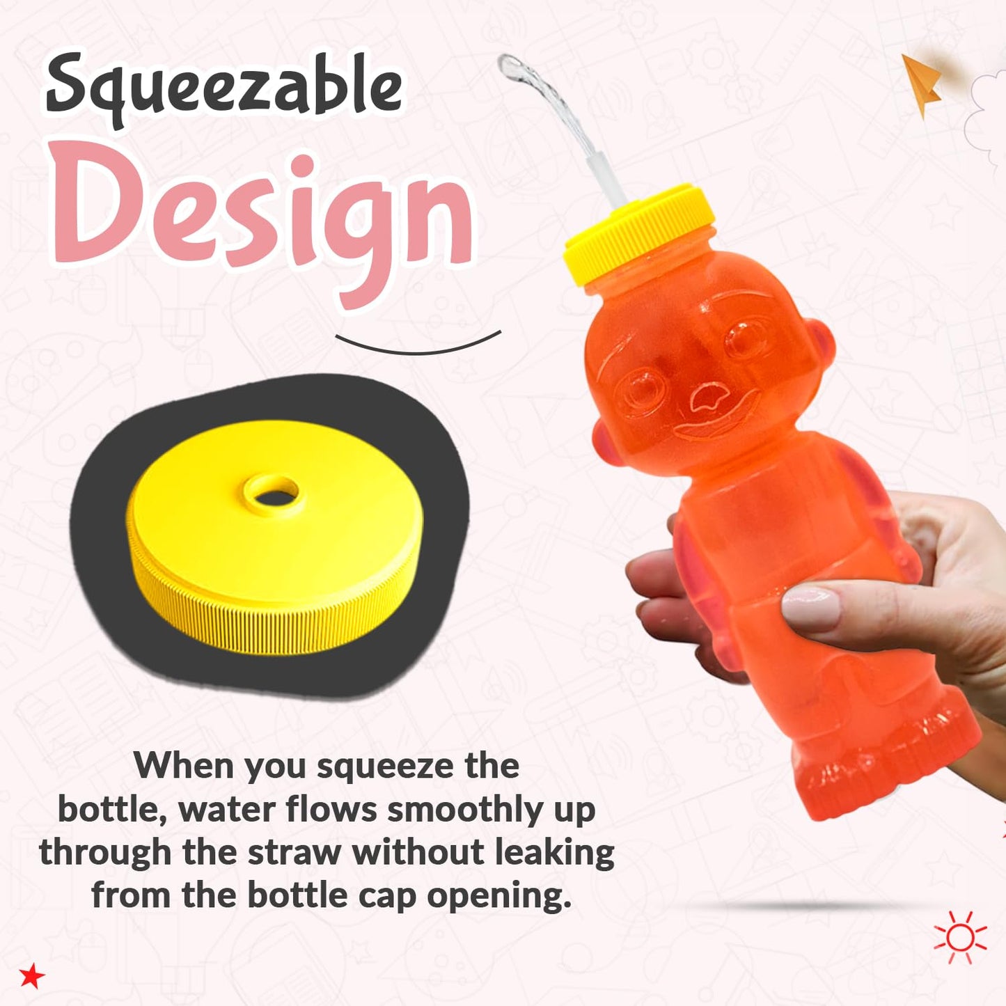 2 Pack Honey Bear Straw Cup for Babies - 8-oz Honeybear Bottle Baby Cup Set with Improved Safety Lid Design,Training Straws & Cleaning Kit, Leak-Proof Therapy Learning Sippy Cups,Food-Grade & BPA Free