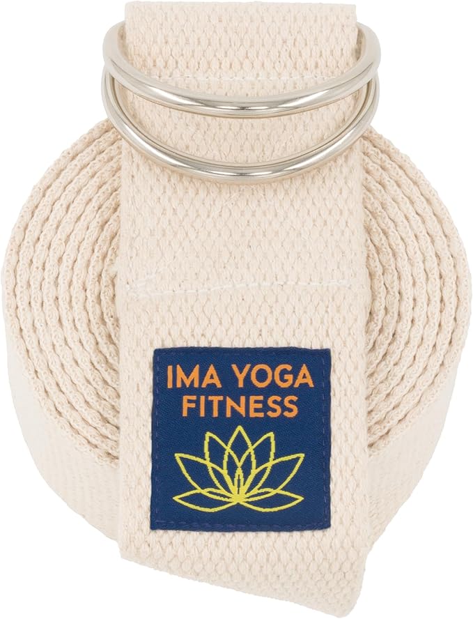 Ima Yoga Fitness - Adaptive Yoga Strap, Stretching Strap, 2 Inches Wide, 100% Naturally Soft Cotton, Steel D-Rings, Includ...