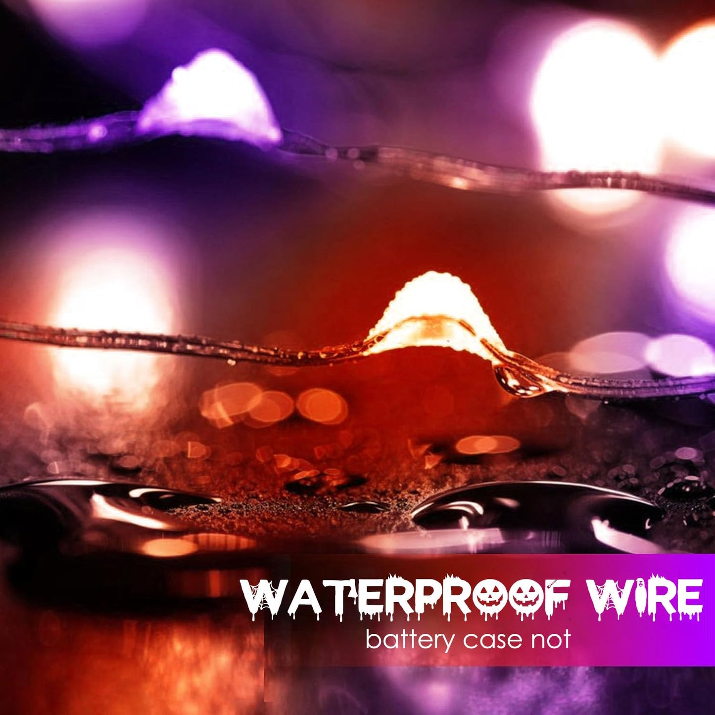 EXF 50 LED Fairy Lights 4-Pack, Waterproof, Battery Operated, 16FT, Orange and Purple, Model YHY-BO50LED