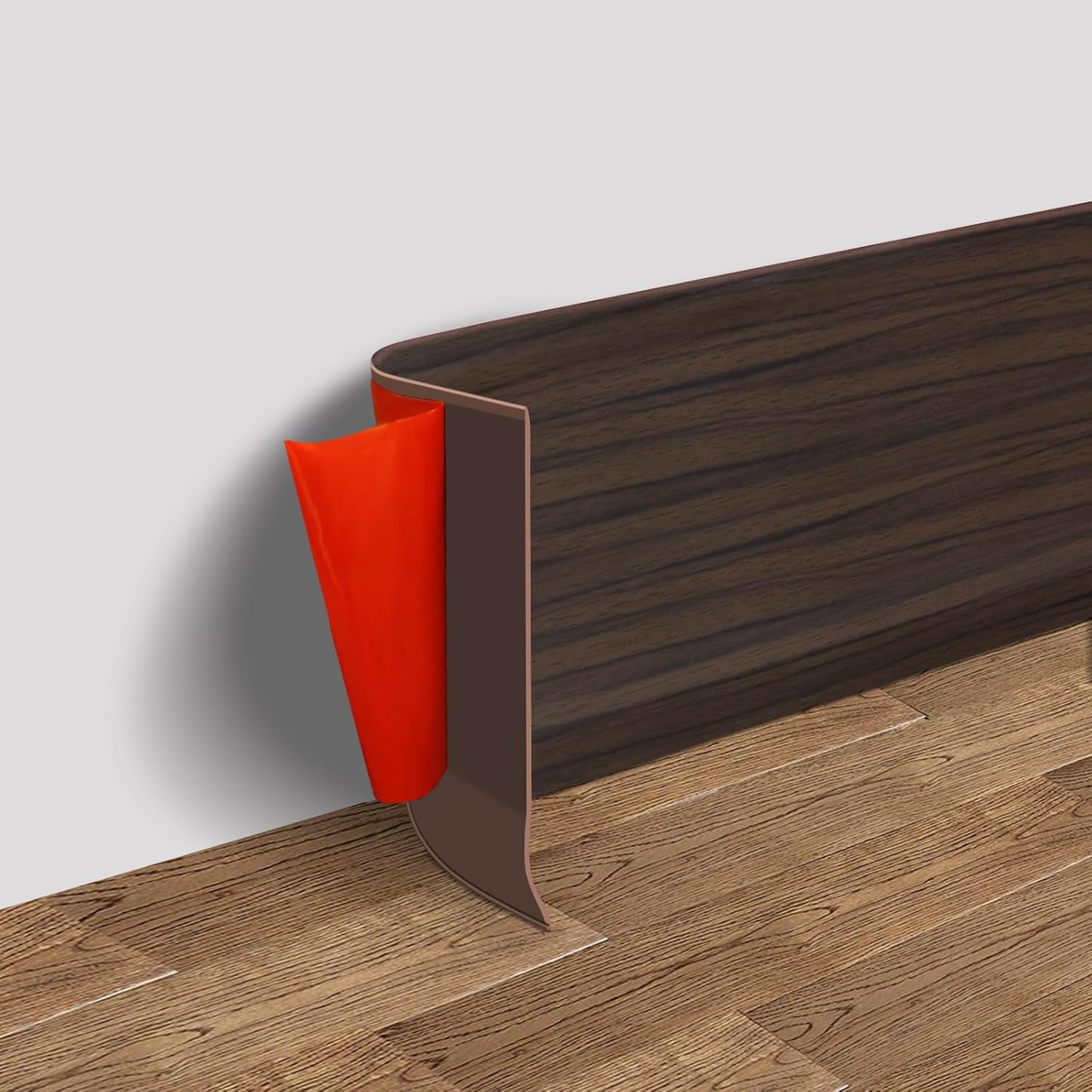 Vinyl Wall Base Baseboard Molding Trim 4" Flexible Self Adhesive Rubber Wall Base Moulding Trim Peel and Stick Design, 4 Inch x 40 Feet, Brown Wood Grain