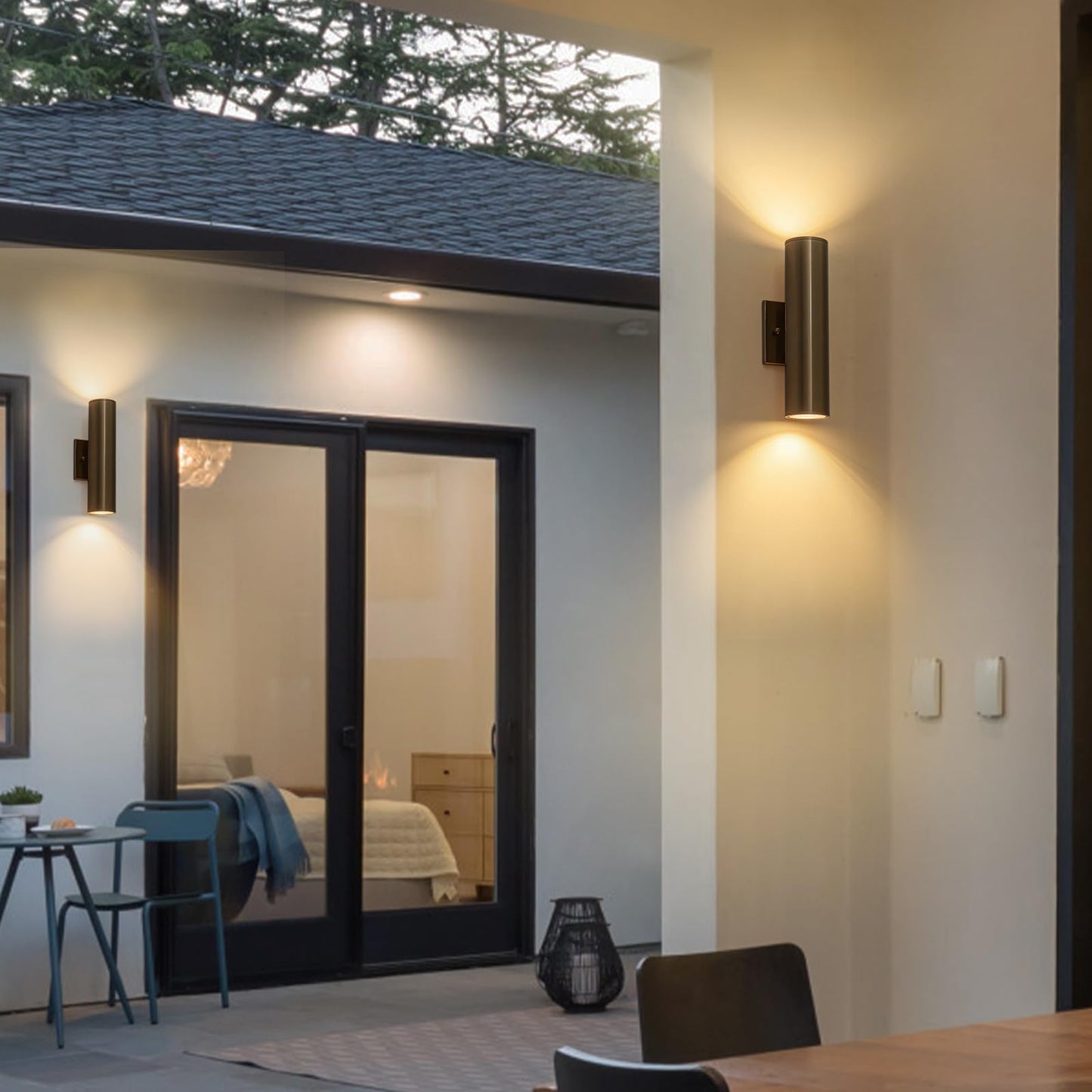 Zicbol Modern Outdoor Wall Light 11.8 Integrated Led Cylinder Up And Down Outdoor Lights  2-Light Exterior Lighting Fixtures For House Patio Front Porch Garage