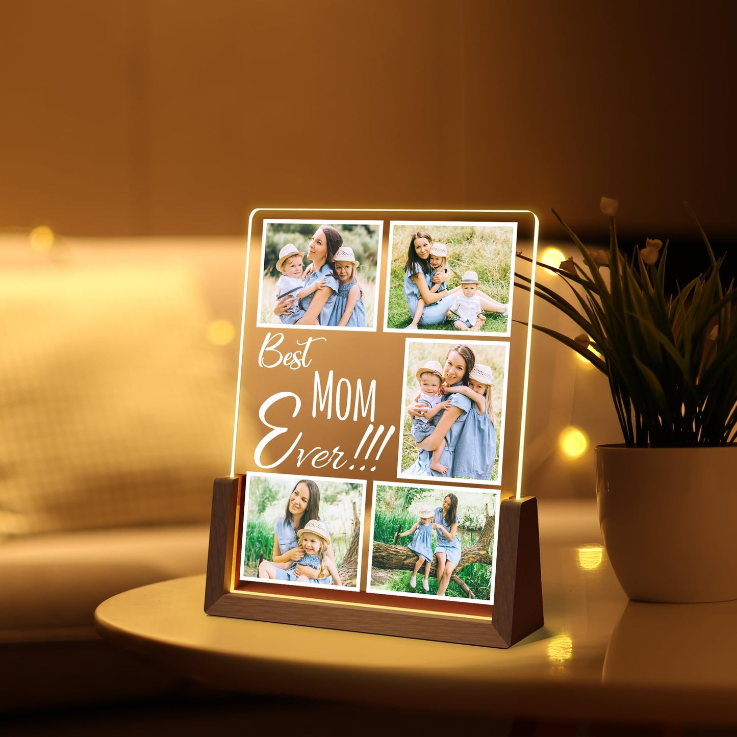 Maiwell Personalized Mothers Day Birthday Christmas Gifts For Mom Grandma Wife From Daughter Son Husband  Custom Led Night Light Up Picture Frame With Photo Name  Customized Best Mom Ever Gifts