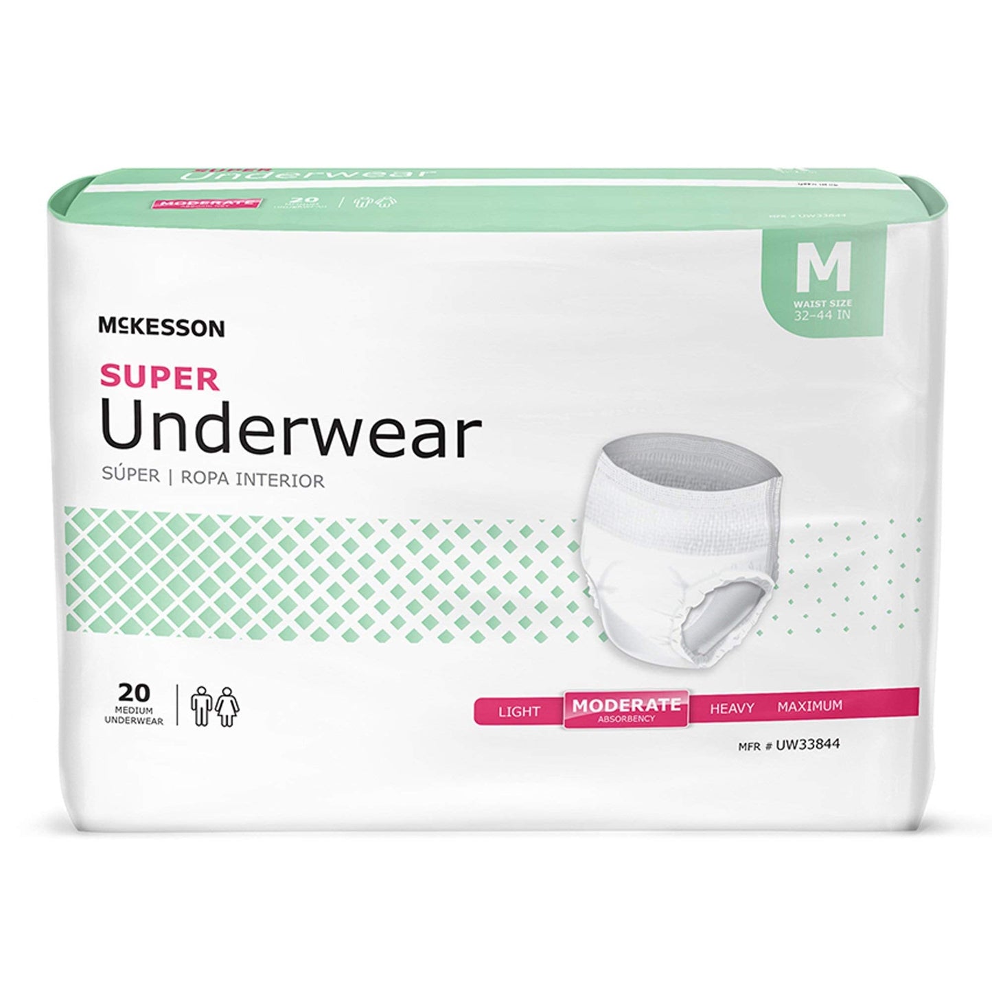 McKesson Super Adult Incontinence Underwear, Pull-On Style, Breathable, White (Medium, 80, Count)