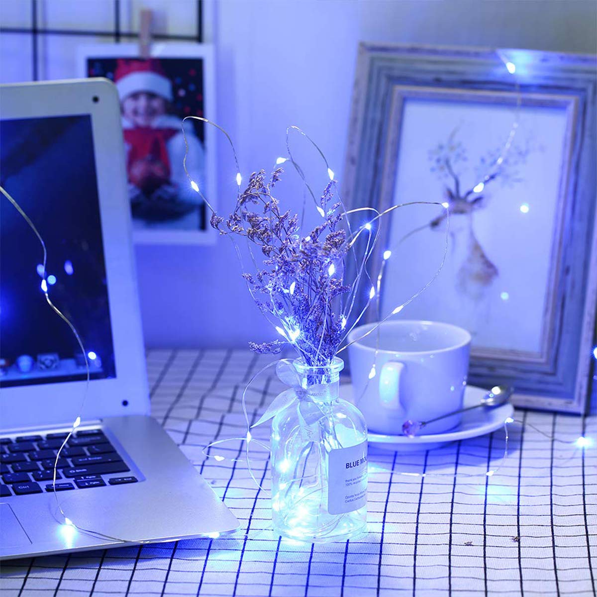 Ariceleo Led Fairy Lights, 4 Pack Mini Battery Operated Copper Wire, 5M Blue - Perfect For Bedroom, Christmas, Parties, And Weddings