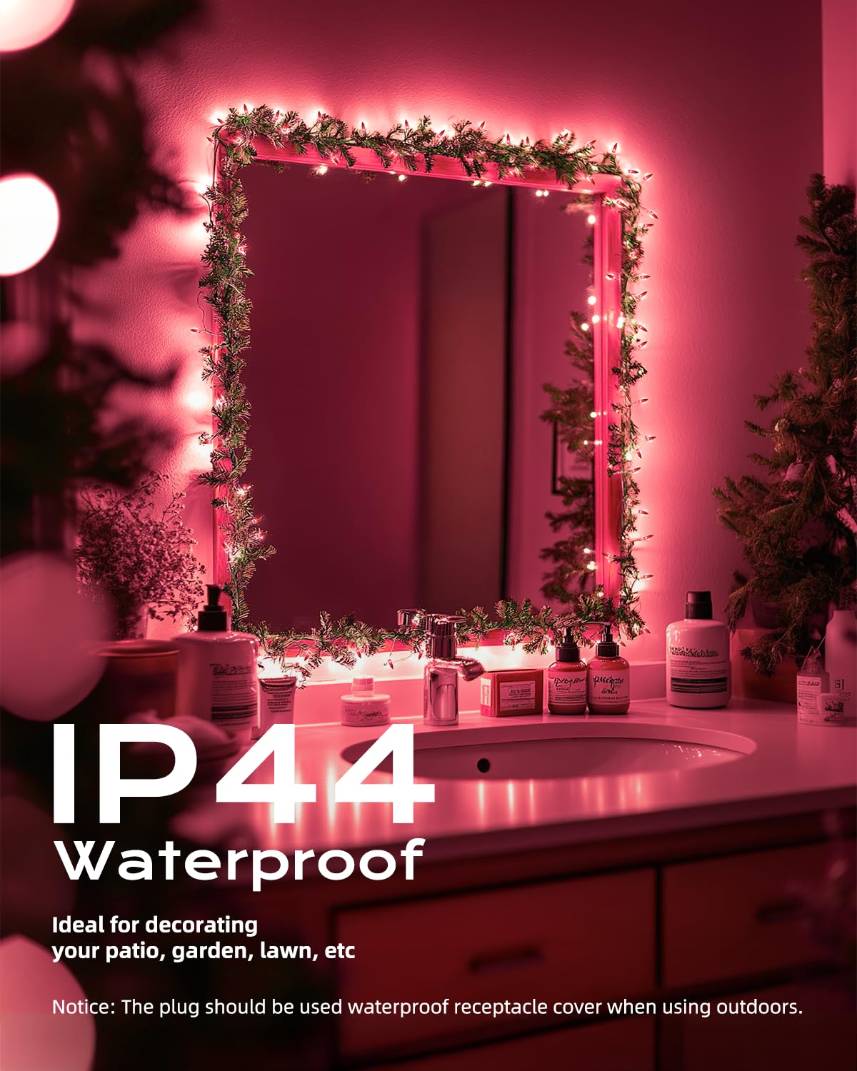 Brightown Pink Mini String Lights  100-Count 26.5Ft Incandescent Bulb Valentine S Day Fairy Lights For Indoor Holiday Decoration  Christmas Tree Garland Wedding Party Multi-Use Decor  White Wire