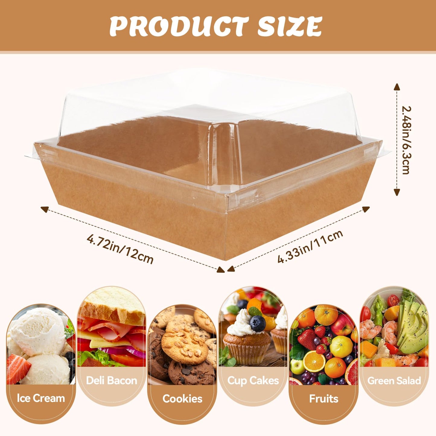 ZYFOTZUN 24 Pack Small Charcuterie Boxes with Clear Lids, Paper Mini Charcuterie Box To Go, Disposable Food Container with Lid, Dessert Boxes for Sandwich, Cookie, Sushi, Cake Slice, and Strawberries