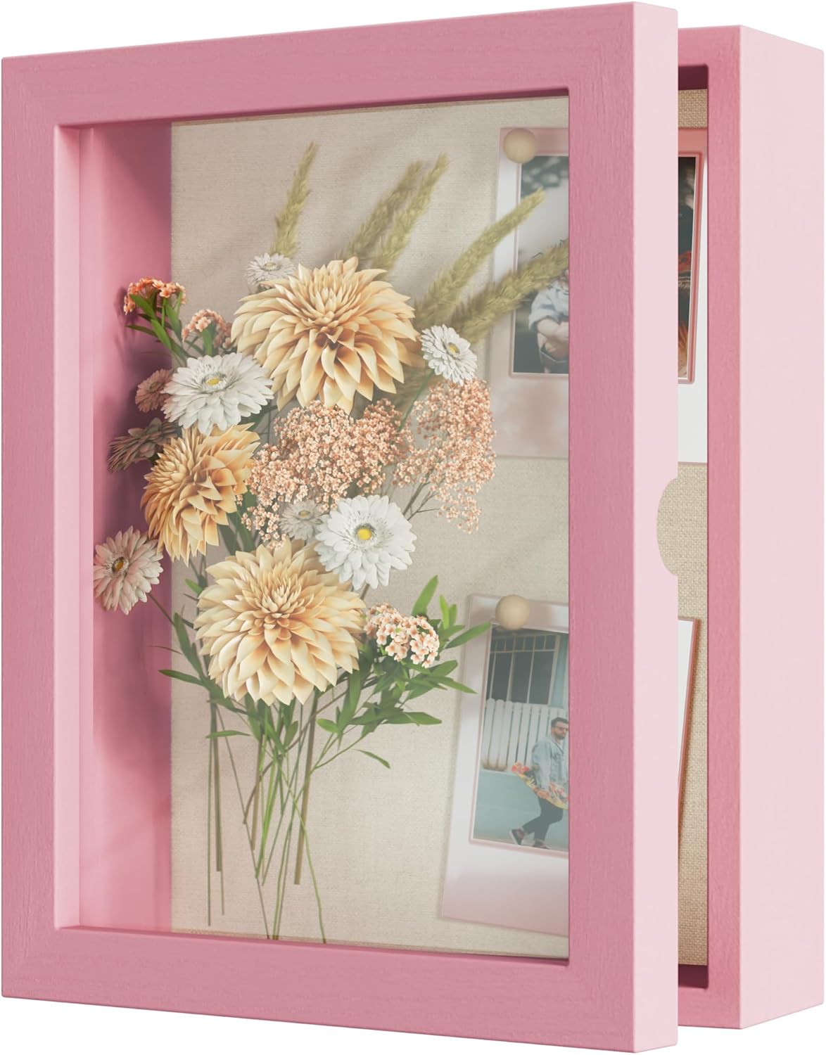 Love-KANKEI Shadow Box Frame 8x10 Shadow Box Display Case with Linen Back Memorabilia Awards Medals Photos Memory Box Gift Pink