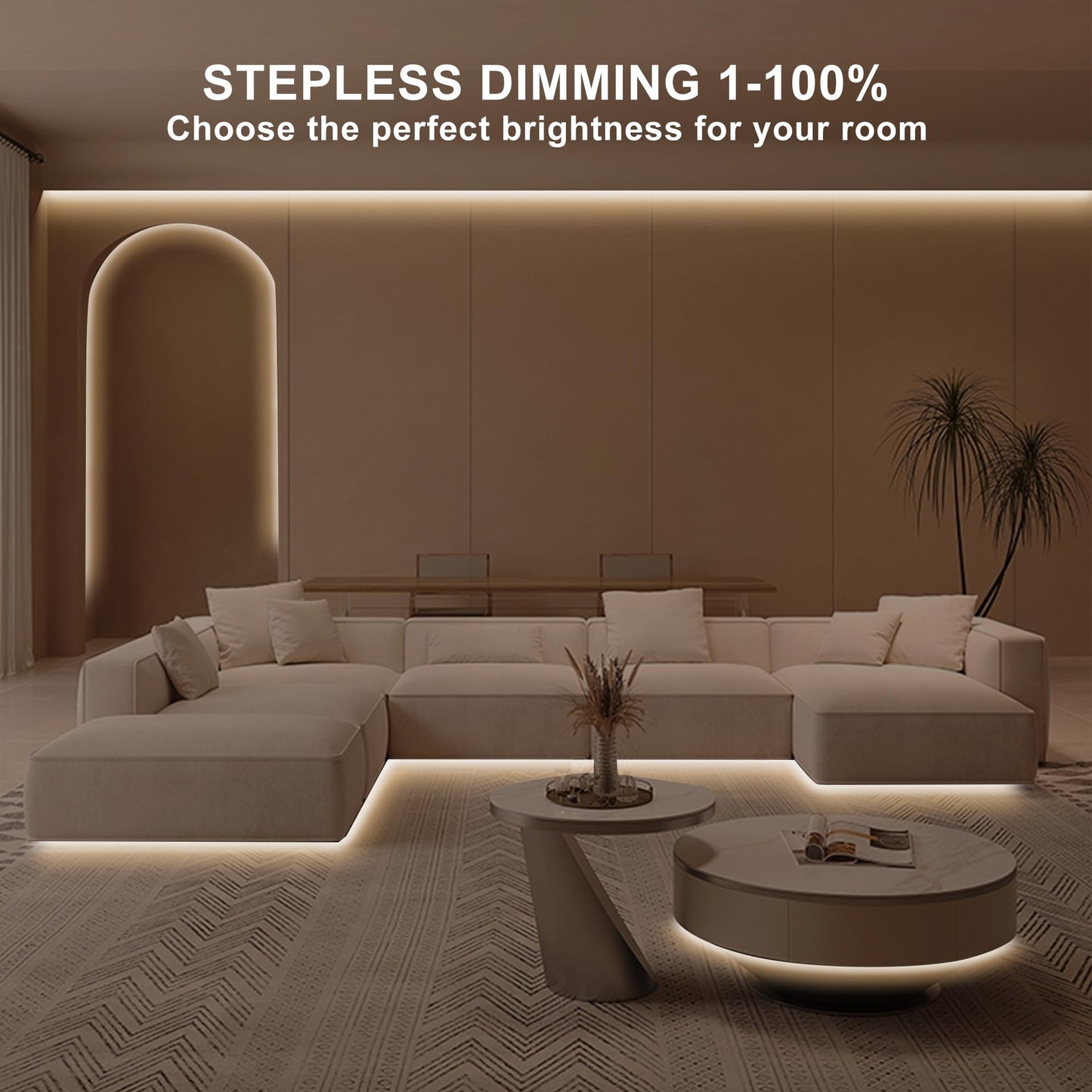 Olaholii 32.8ft COB Led Strip Light with Remote, 3000K Ra93+ Dimmable Bright Warm White Led COB Strip Light, White Continuous Led Strip Light for Mirror, Stair, Cabinet, Room
