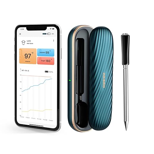 INKBIRD Wireless Meat Thermometer INT-11X-B, Bluetooth Meat Thermometer for Grilling and Smoking, App Remote Control, IP67 Waterproof, 25 Hours of Continuous Cooking, Stylish Gift for Men Women