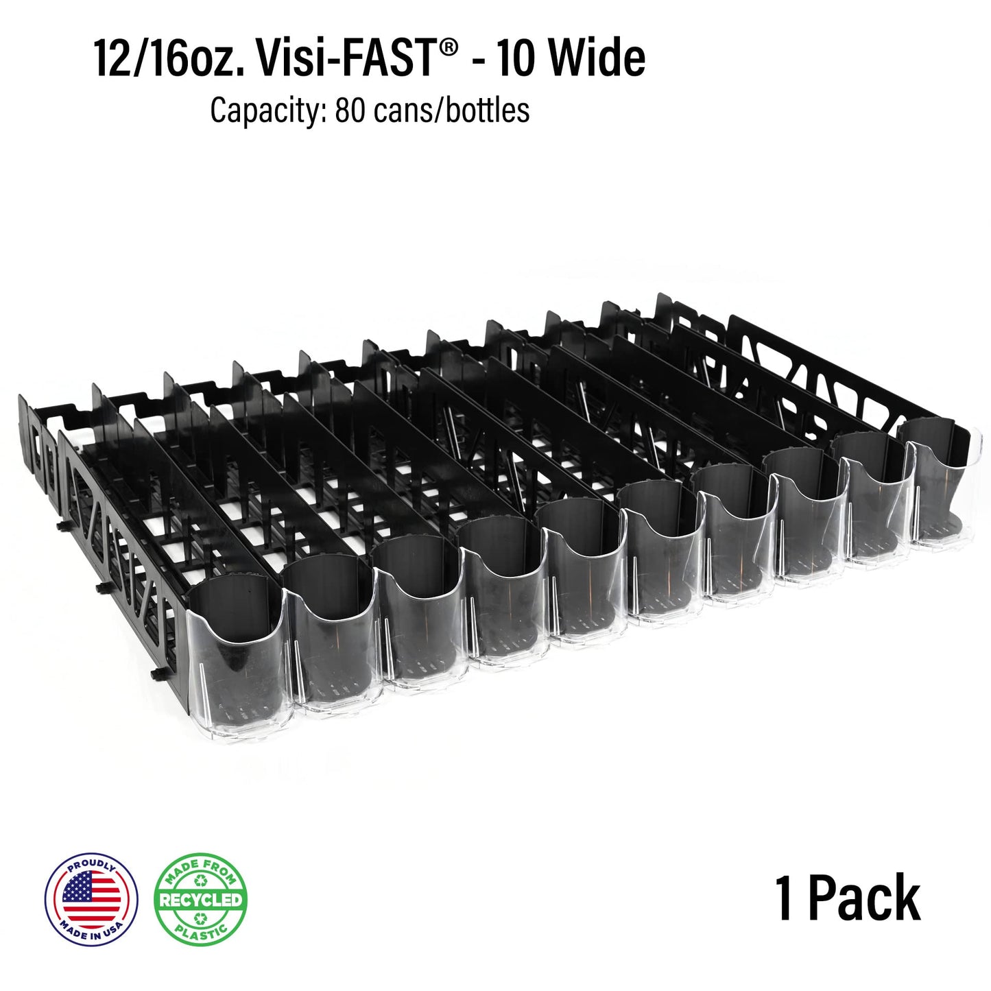 Display Technologies Visi-FAST Spring Push Drink Dispenser, Refrigerator Organizers and Storage for 12/16 oz Beverages, Bottles, and Cans, Drink Dispenser for Fridge, Commercial and Home, (Pack of 1)