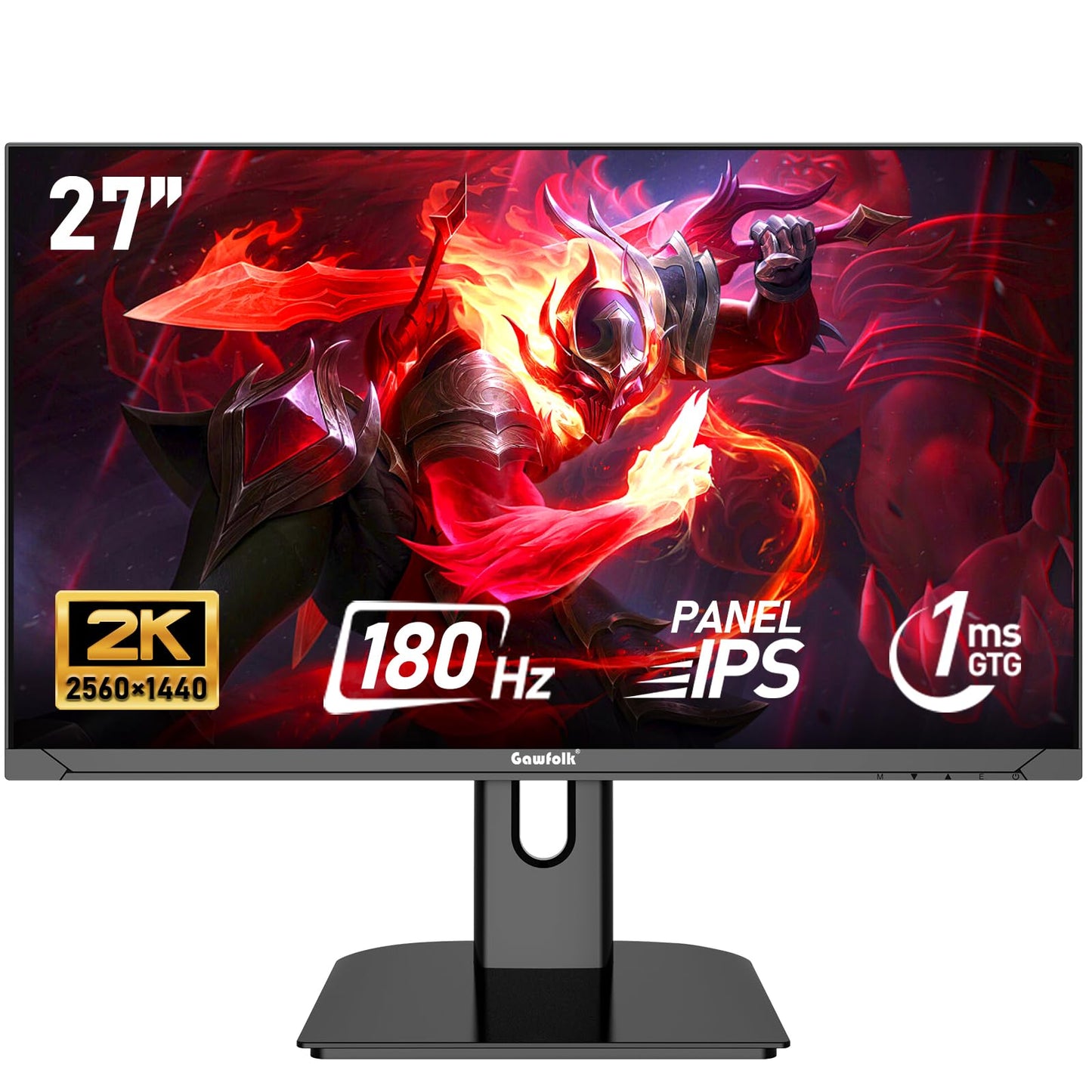 Gawfolk 27 inch 2K QHD(2560  1440) PC Screen, 180Hz Gaming Monitor, 1ms Without Bezel, FreeSync,100% sRGB, 178 Wide Viewing Angl