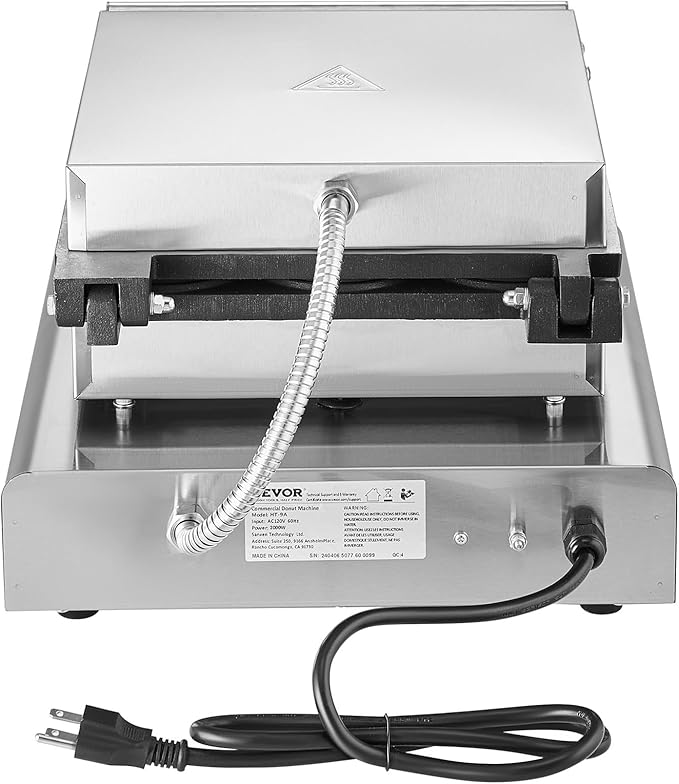 VEVOR Electric Donut Maker, 2000W Commercial Doughnut Machine with Non-stick Surface, 9 Holes Double-Sided Heating Waffle Machine Makes 9 Doughnuts, Temperature 122-572℉, for Restaurant and Home Use