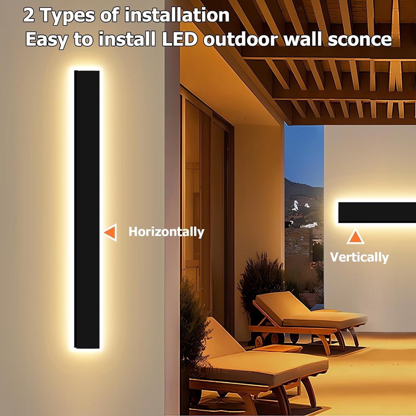 Enmln 59In Modern Outdoor Lights Fixture 4.33In Wide Dimmable Exterior Wall Lights For Garage And Front Door Long Outdoor Wall Sconce Ip65 Waterproof Black Led Outdoor Entrance Lighting