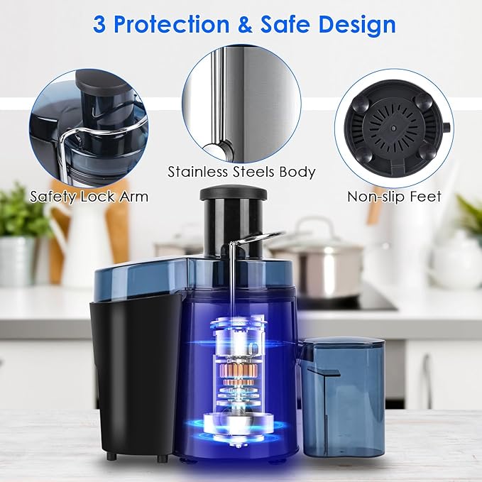 Juicer Machines, 1000W Centrifugal Juice Extractor with Larger 3.2" Feed Chute, 3-Speed Setting, Easy to Clean, Upgraded Stainless Steel Juicer Extractor for Fruits & Vegetables,BPA-Free