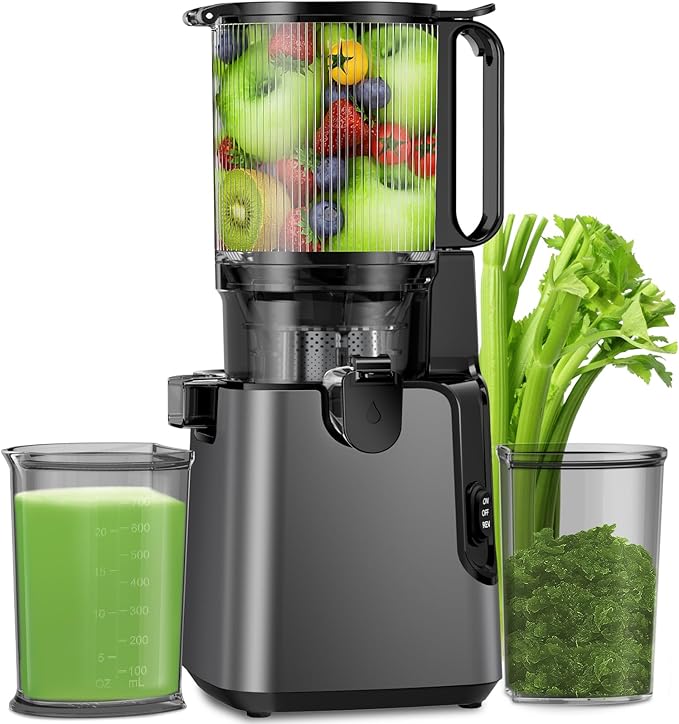 Juicer Machines with 5.8" Large Feed Chute, Cold Press Juicer for Whole Vegetables and Fruits 400W, Slow Masticating juicer Easy to Clean Juice Extractor Machine High Juice Yield