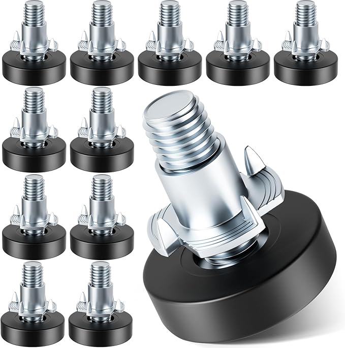 MROCO Furniture Leveling Feet with T-Nuts, 12 PCS 1/4"-20 UNC Thread Adjustable Levelers, Leg Levelers Table Feet Screw on...