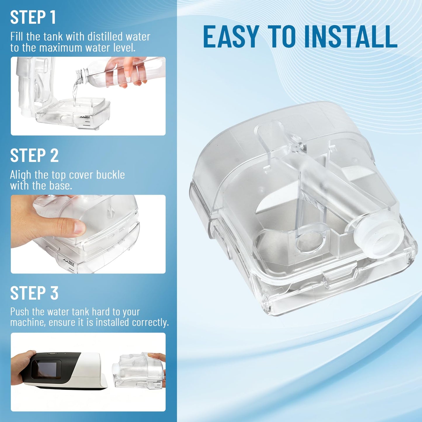 YONCOZY Water Chamber for AirSense 11 & AirCurve 11, Replacement Water Tank with 24 Packs AirSense 11 Filters, Reliable Seal & Easy Install S11 CPAP Supplies