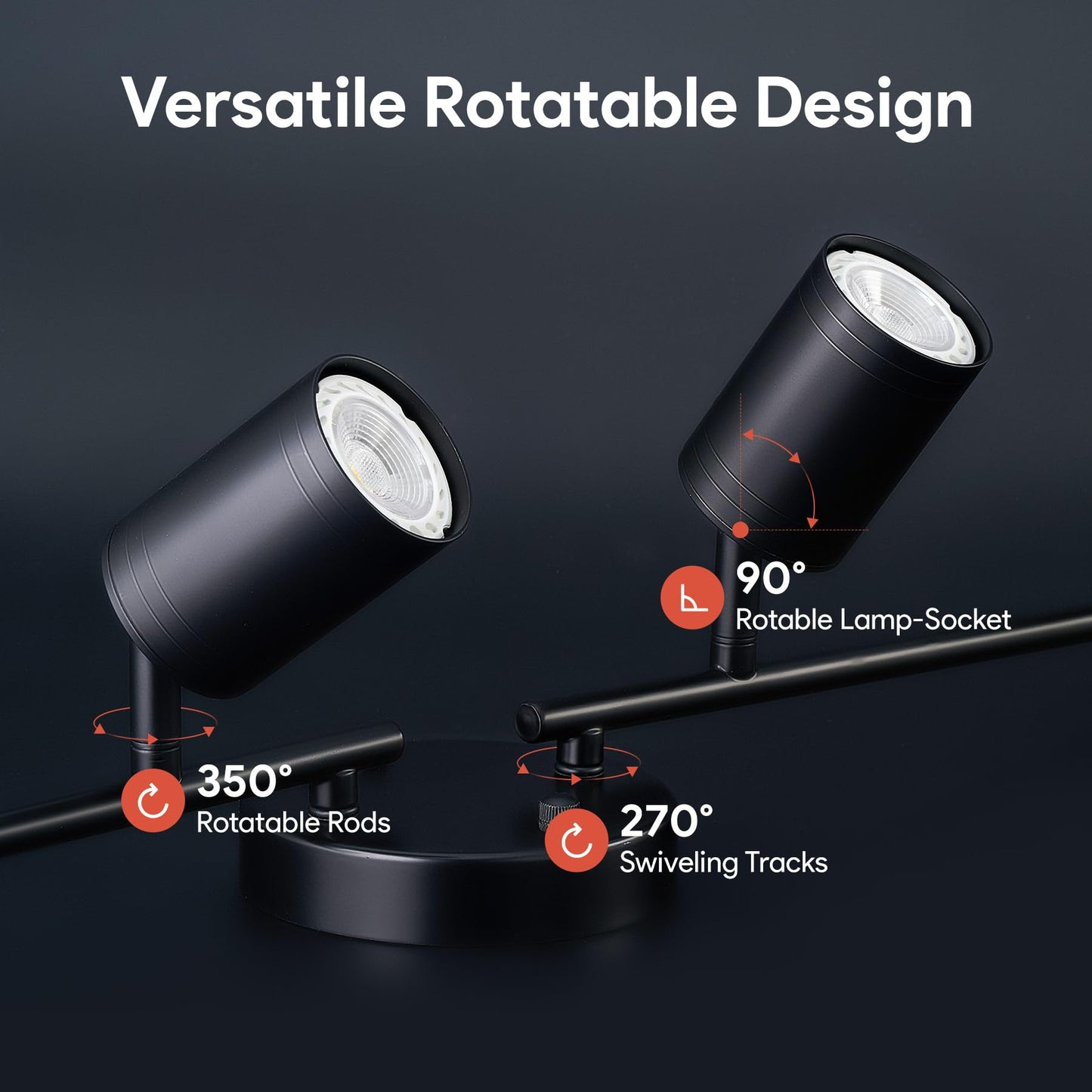 Vonluce 8 Light Track Light Fixture  Led Track Lighting Kit With Rotatable Heads  3-Color Gu10 Bulbs Included  Modern Ceiling Spotlight For Kitchen Office Closet Studio Bedroom  Black