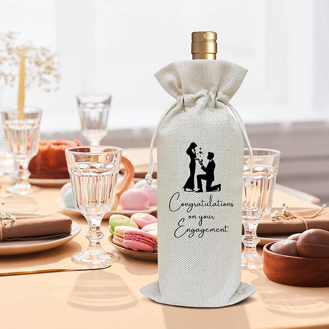 Engagement Wine Bag Engagement Gifts for Couples, Gifts for Newly Engaged Couples Wedding Gift for Bride-to-be Groom-to-be Honeymoon Gifts Bridal Shower Party Favor /17